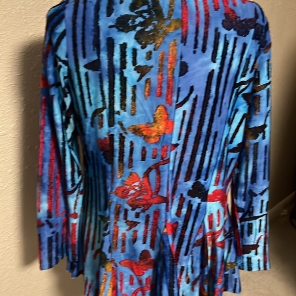 Blue colorful contemporary cardigan NWT size medium career classy - Picture 5 of 10